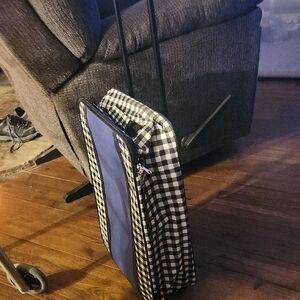 Small Stylish Blue and Black Checkered Suitcase